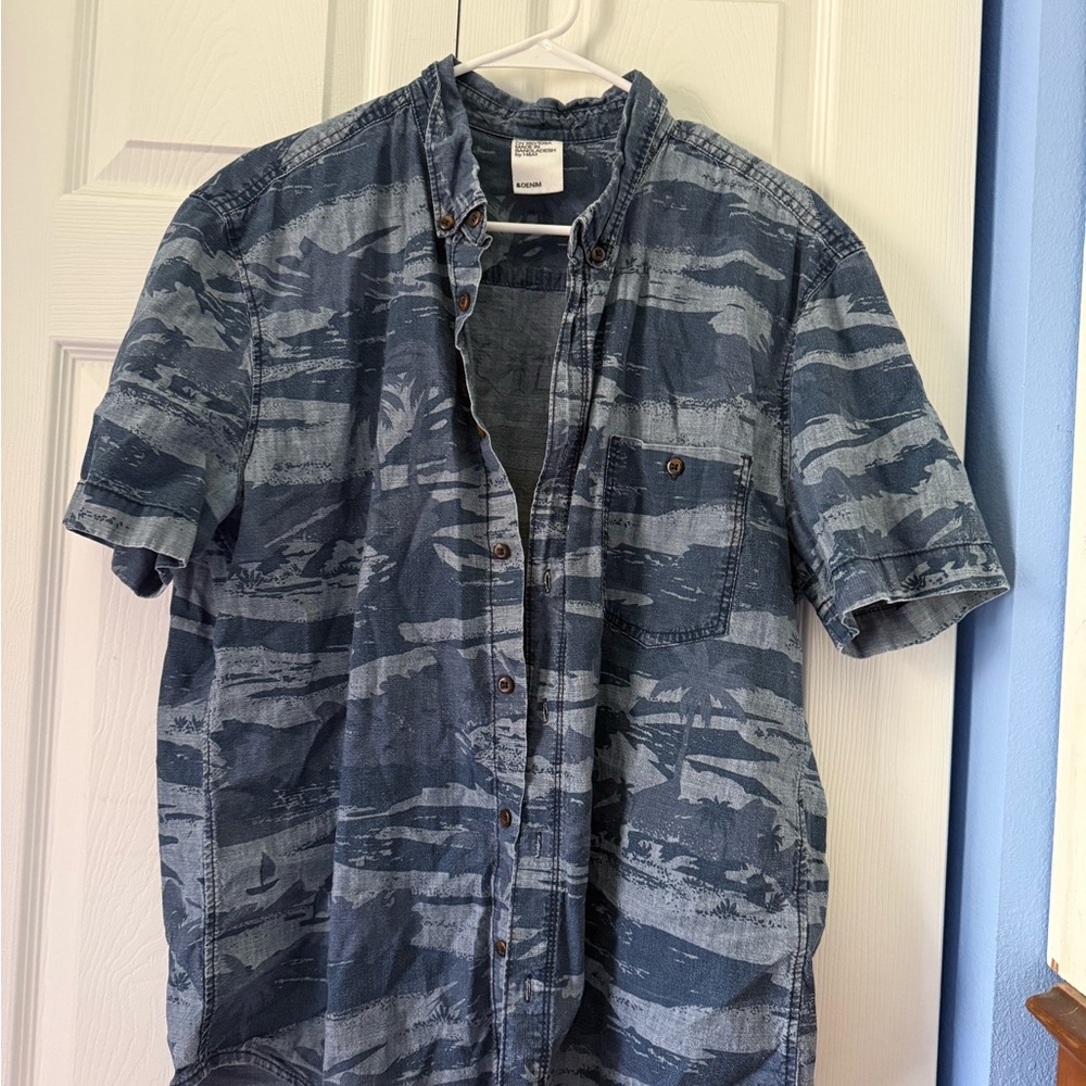 Men's Blue Camouflage Shirt